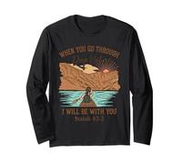 When You Go Through Deep Waters Isaiah 43:2 Retro Christian Long Sleeve T-Shirt