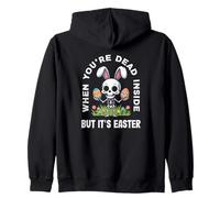 When You're Dead Inside But It's Easter Skeleton Bunny Zip Hoodie