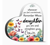 Whenever You Feel Overwhelmed Remember Whose Daughter You Are And Straighten Your Crown Appreciation Gifts For Women, Men Thank You Acrylic Heart Shaped 3.9 X 3.9 Inch Heartwarming Student Gifts