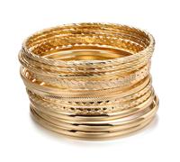 WHENZOO 12 Pcs Boho Bangles for Women, Lightweight Metal Bangle Bracelet Set, Stackable Trendy Layered Bangles, Multipack Indian Vintage Ladies Hand Jewellery for Women Girls Jewelry Gifts (Gold)