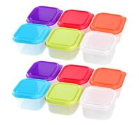 WHENZOO 12 PCS Small Plastic Containers, 100ml Baby Food Storage with Lids, BPA Free, 6 Colors, 6.5 x 3.5 cm, Rectangular, Leakproof, Stackable, Transparent