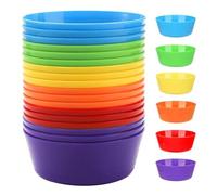 WHENZOO 18 Pcs Plastic Serving Bowls, Reusable Plastic Bowls, 300ML/10oz Unbreakable Kids Bowl, Children's Noodle Bowl, Microwave Dishwasher Safe Toddler Bowls for Cereal Soup Fruit Salad (6 Colors)