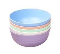WHENZOO 5 Pcs Plastic Cereal Bowls, Unbreakable Plastic Small Salad Bowl, Lightweight Breakfast Bowls for Children, Dishwasher & Microwave Safe for Salad Noodle, Soup, Pasta