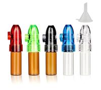 WHENZOO 5 Pcs Spice Powder Tool Storage, Spice Powder Tool with Mini Funnel, Small Glass Bottle Kit, Portable Bullet Snorter Bottle, Leak-Proof & Waterproof, Pocket Bullet Vial for Outdoor Travel