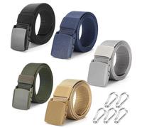 WHENZOO 5 PCS Work Belts for Men, Unisex Nylon Canvas Belt with Plastic Buckle & Metal Free, Adjustable Trimmable Fabric Belt Outdoors Tactical Work Belts, Casual and Daily, Length 130cm