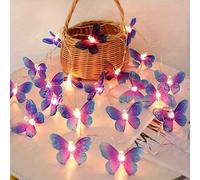 WHENZOO Butterfly String Lights, 20 LED Beautiful Butterfly Lights, 9.84ft/3 Meter Battery Powered Purple Butterflies Fairy Lights for Bedroom Room Wall Party Ceiling Wedding Christmas