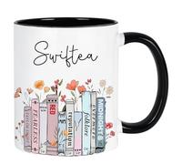 WHENZOO Coffee Mug, 350ml Ceramic Tea Mug, Pink Coffee Mugs Presents, Ceramic Music Lover Personalized Mug, Safe Coffee Mugs Suitable for Coffee Juice Tea (Black-B)