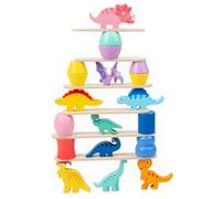 WHENZOO Dinosaur Wooden Stacking Toys - Montessori Dinosaur Blocks Age 3+ for Ages 2-4 Boys & Girls - Educational Christmas, Easter & Birthday Gifts