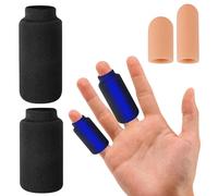 WHENZOO Finger Ice Sleeves, 2 Pcs Finger Cold Gel Ice Pack with 2 Pcs Silicone Protectors, Fingers Gel Sleeve Set, Reusable Cryotherapy Compression Sleeve for Fingers Toe Injury Sprains Relieve Gout