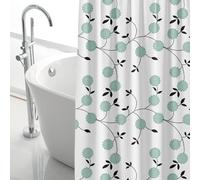 WHENZOO Shower Curtain, 180 x 200 CM Mould and Mildew Resistant Bathroom Curtain with 12 Hooks PEVA Waterproof Bathtub Curtain Flower Pattern Shower Curtain