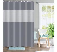 WHENZOO Shower Curtain Grey 180x180cm, Spliced Bathroom Curtains Mildew Resistant Mold Resistant Bath Curtains with Hooks Bathroom Accessories Quick-Drying Washable Bath Shower Curtain Home Decor
