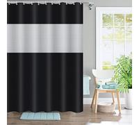 WHENZOO Shower Curtain, Mould Proof 180x180cm Spliced Black PEVA Waterproof Bathroom Curtains with Hooks Water Repellant Fabric Bath Shower Curtain Home Decor
