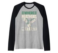 Where Feathers Meet Fate Falconry Raglan Baseball Tee