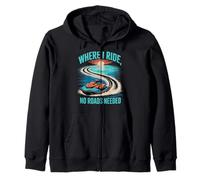 Where I Ride, No Roads Needed Jet Ski Summer Zip Hoodie