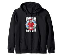 Where My Ho's At - Funny Rude Christmas, Naughty Santa Claus Zip Hoodie