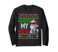 Where My Ho's at HO Matching Couples Ugly Christmas Sweater Long Sleeve T-Shirt