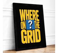 Where on the Grid Typography Framed Wall Art Print A2 (59.4×42cm) Black, Wall Decor for Living Room, Bedroom, Office & Home, Ready to Hang, Art Gift