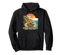 Where Redwoods Meet Salt Air California Coast Retro Pullover Hoodie