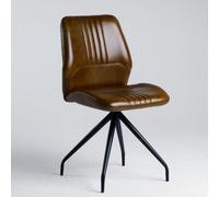 Where Saints Go Ltd Civic Office Chair Brown Genuine Leather Seat Black Industrial Metal Base