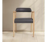 Where Saints Go Ltd Derek Dining Chair Grey Faux Leather Natural Ash Curved Frame Mid-Century Kitchen Chair