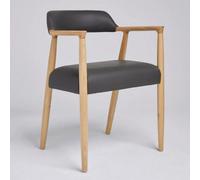 Where Saints Go Ltd Derek Dining Chair Grey Faux Leather Padded Seat & Backrest Ash Cut-Out Frame
