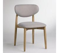 Where Saints Go Ltd Eve Dining Chair Grey Fabric Padded Seat With A Natural Cut-Out Wooded Frame