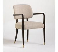 Where Saints Go Ltd Granada Armchair Light Monica Linen Fabric Seat Solid Dark Oak Frame