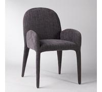Where Saints Go Ltd Topsi Dining Chair Graphite Grey Textured Fabric Fully Upholstered Curved Frame