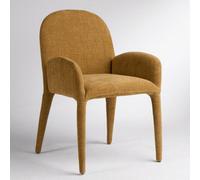 Where Saints Go Ltd Topsi Dining Chair Pumpkin Orange Textured Fabric Fully Upholstered Curved Frame