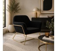 Where Saints Go Ltd Troy Black Velvet Armchair, Brushed Gold Metal Frame By Where Saints Go