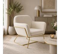 Where Saints Go Ltd Troy Cream Velvet Armchair, Brushed Gold Metal Frame By Where Saints Go
