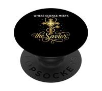 Where Science Meets The Savior Christian Nurse PopSockets Adhesive PopGrip