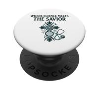 Where Science Meets The Savior Christian Nurse PopSockets Adhesive PopGrip