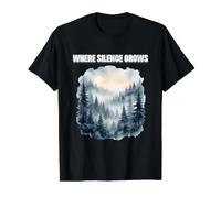 Where Silence Grows Woodland Forest Landscape Nature Art Value Graphic T-Shirt, Men, Black, L