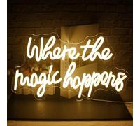 Where the Magic Happens LED Neon Sign Warm White Letters Light Up Sign Dimmable for Bedroom Living Room Wall Decor Birthday Valentine Party Decoration