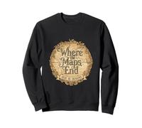 Where The Maps End Here Be Dragons Old Map Collector Sweatshirt