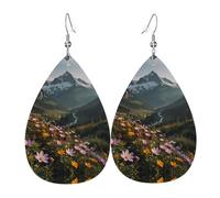 Where the mountain flowers bloom Leather earrings, European and American style earrings for young women, birthday gifts/Valentine's Day gifts