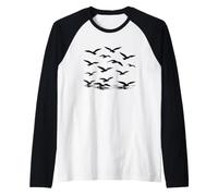 Where the Seagulls Soar Black Silhouette Raglan Baseball Tee