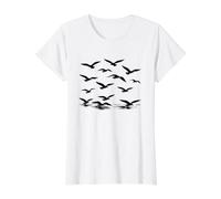 Where the Seagulls Soar Black Silhouette Value Graphic T-Shirt, Women, White, XL