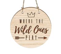 Where The Wild Ones Play Wooden Sign - Subtle, Minimal, Modern Sign Home Decor For Kids Bedroom/Playroom, Story Themed Decorative Plaque