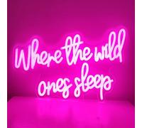 Where the Wild Ones Sleeps Neon Light Sign LED Light Up Gaming Room Sign Neon with Dimmable Switch and Hanging Chain Playroom Wall Art Decor for Home Kids Bedroom Christmas Birthday Gifts