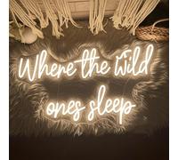 Where the Wild Ones Sleeps Neon Light Sign LED Light Up Gaming Room Sign Neon with Dimmable Switch and Hanging Chain Playroom Wall Art Decor for Home Kids Bedroom Christmas Birthday Gifts