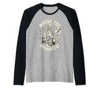 Where The Wrenches At Funny Skeleton Mechanic Gear Raglan Baseball Tee