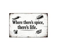Where There‘S Spice There‘S Life Tin Wall Plaque Art Plaque Poster Funny Metal Tin Sign For Bar Living Room Pub 20X30Cm