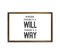 Where There's A Will There's A Way Framed Wood Sign Wall Plaque 12x8in Wooden Wall Sign with Quotes,Vintage Family Sign Housewarming Gifts Farmhouse Bedroom Living Room Home Decor