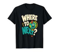 Where to Next? World Traveler Globetrotter Wanderlust Value Graphic T-Shirt, Men, Black, M
