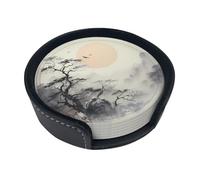 Where to See The Moon Printed Coaster Set - 6-Piece Set - Waterproof and Scalding-Resistant, Suitable for Home and Office Use