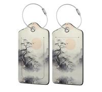 Where to See The Moon Printed Label PU Leather, Suitable for Handbags, Travel Bag Labels, Luggage Labels, Black, 2 Pcs