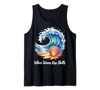 Where Waves Kiss Shells Ocean Wave Shell Design Tank Top