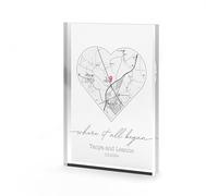 Where We First Met Personalised Heart Map Print of City Custom Acrylic Block Any Location First Date Where It All Began (A6 (104mm x 148mm))